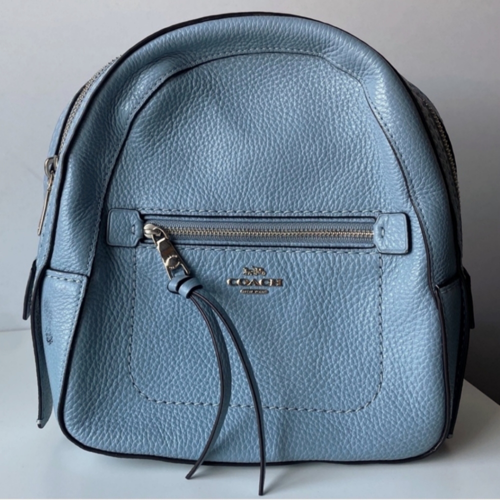 Coach Andi mini Backpack pebbled leather light blue